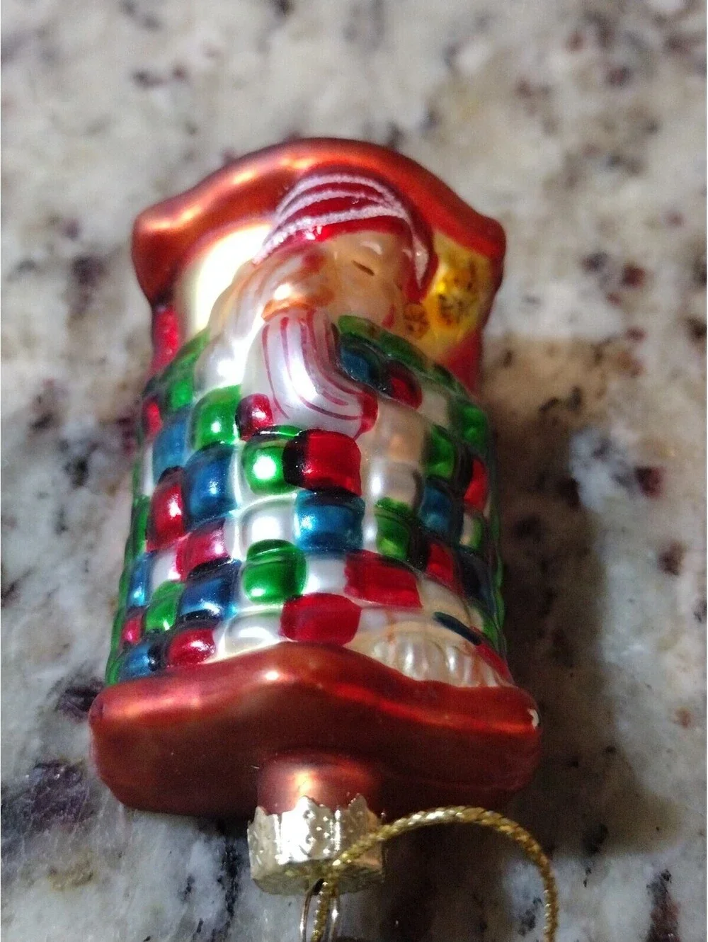 Vintage Santa Sleeping blown glass Christmas Ornament, 2.25